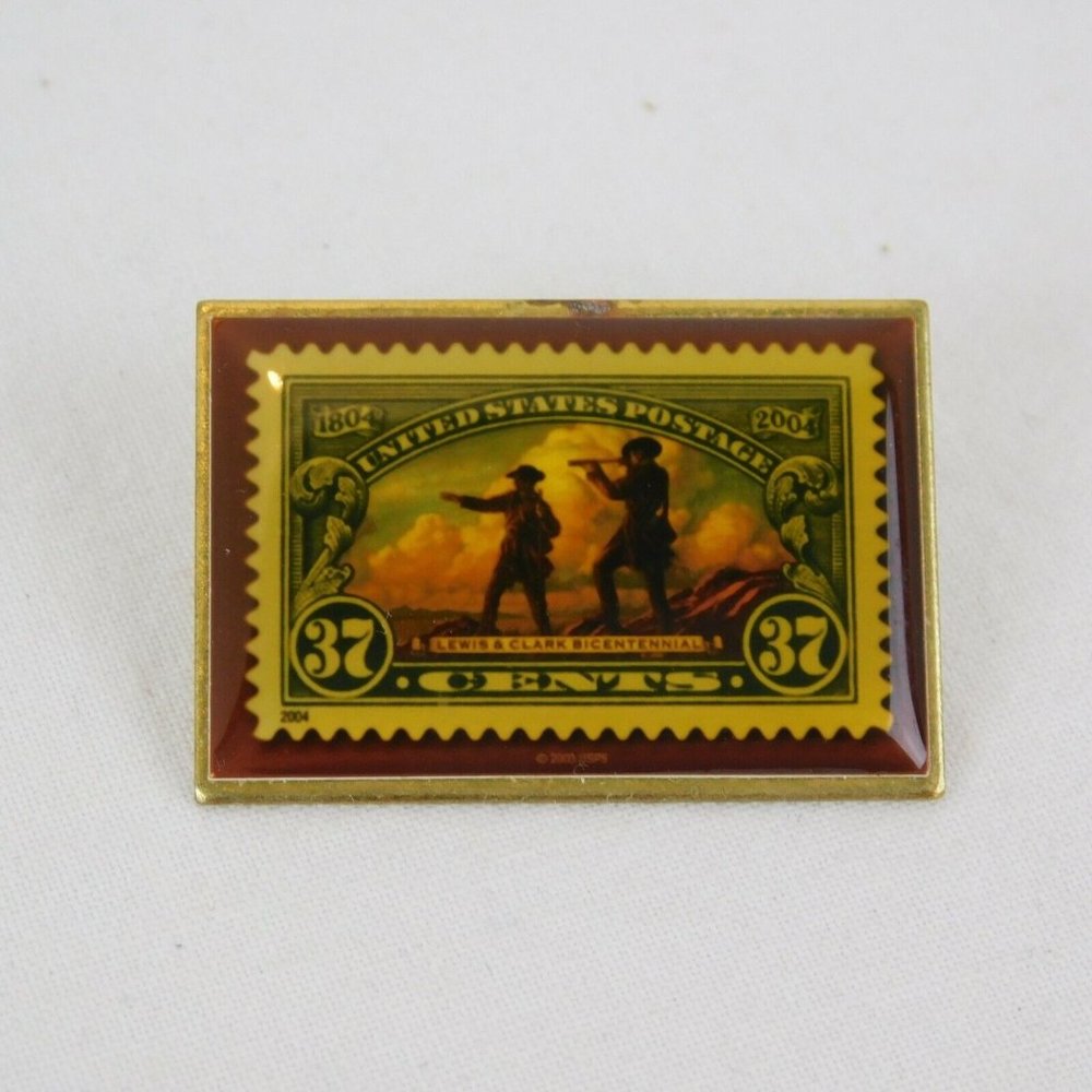 Lewis Clark Bicentennial 37 Cent Stamp Lapel Pin Tie Tack Commemorative USPS 04